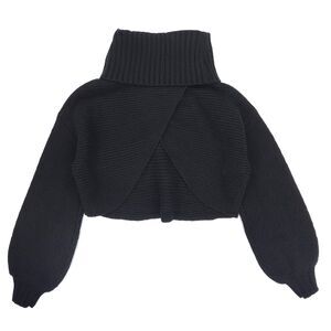 MICHAEL COSTELLO Safia Peek A Boo Crop Wool Sweater Ribbed Clean Girl Minimal